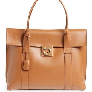 Salvatore Ferragamo Large Sookie Satchel in Camel